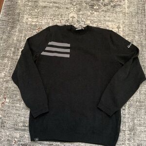 Adidas Men's Black Sweater with Gray Stripes